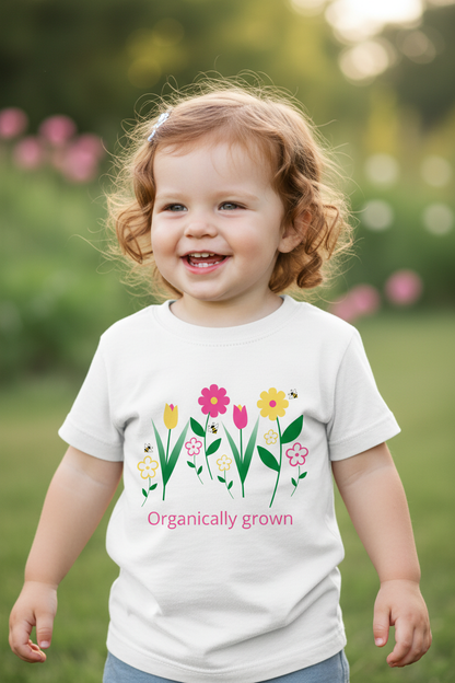 Organically Grown Toddler T-shirt with Flowers Design