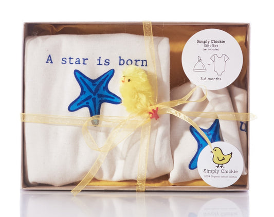 Star Is Born Long Sleeve Romper, Bib,  & Blanket Gift Set