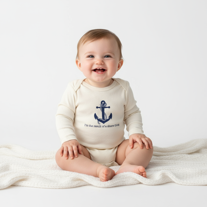 Shore Thing Nautical Anchor Long Sleeve Romper - Baby Girl Neutral Background