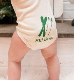 Ski bum Long Sleeve Baby Romper, Hat & Blanket Gift Set Made in the USA