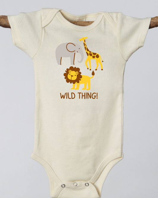 Wild Thing Short Sleeve Romper - Elephant, Giraffe, Lion