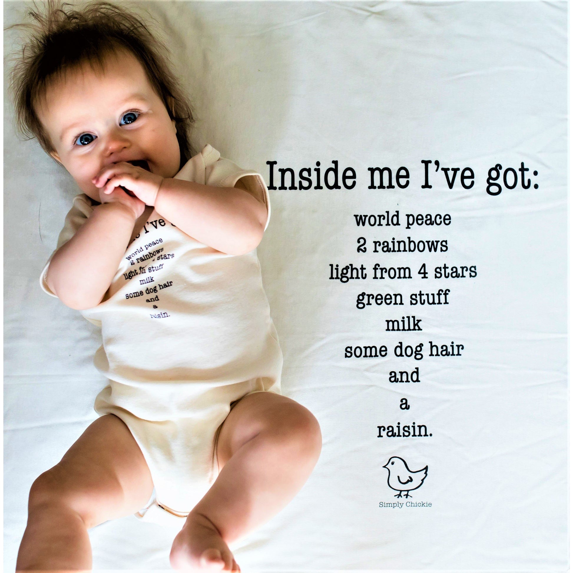 Organic Cotton Baby Blanket - Inside me poem - Simply Chickie
