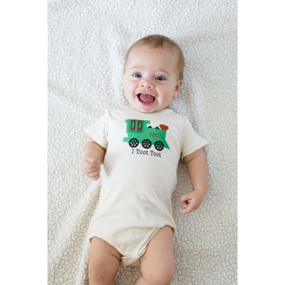 Organic cotton baby onesie - Train - Simply Chickie