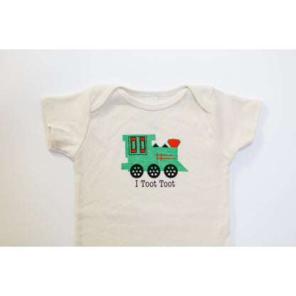 Organic cotton baby onesie - Train - Simply Chickie