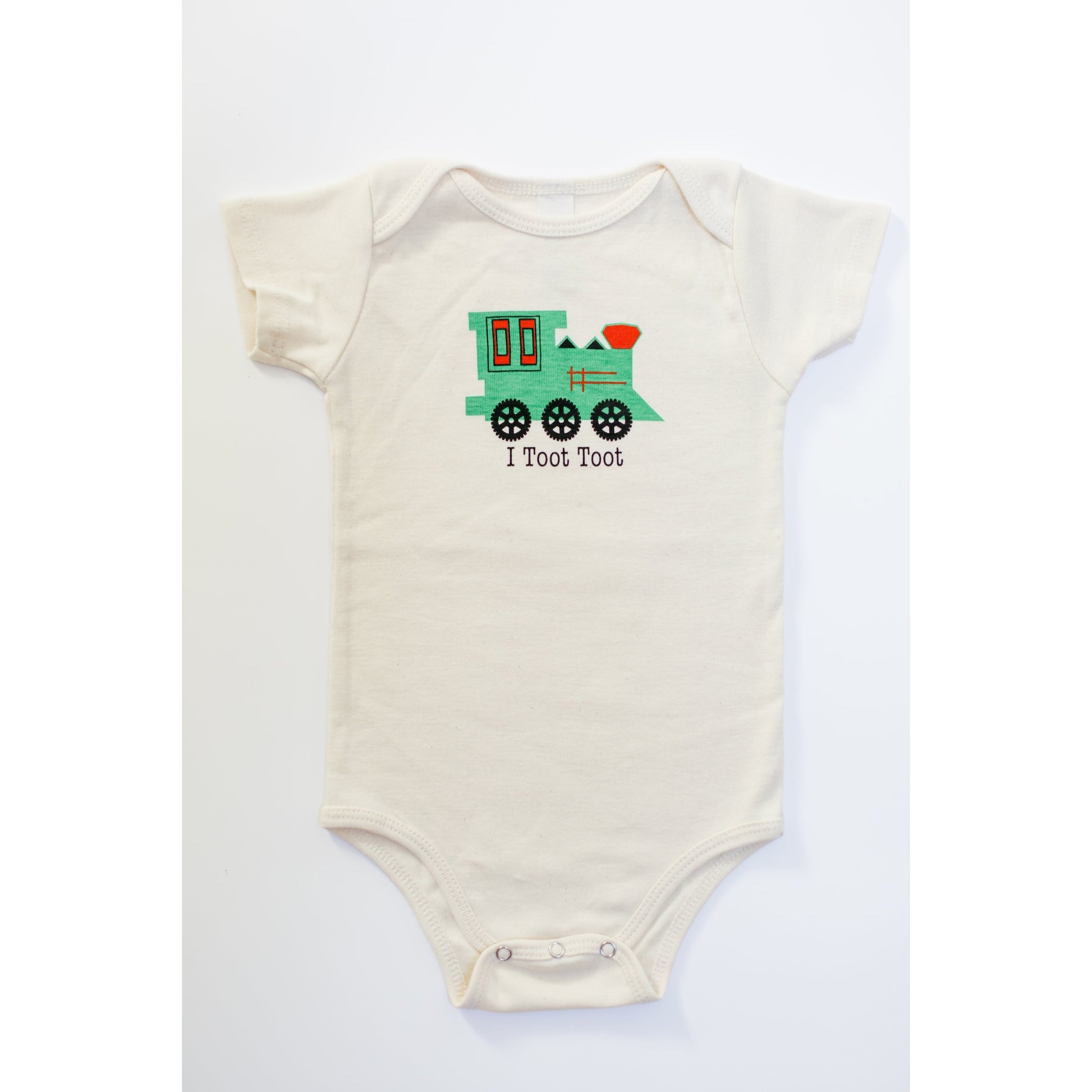 Organic cotton baby onesie - Train - Simply Chickie