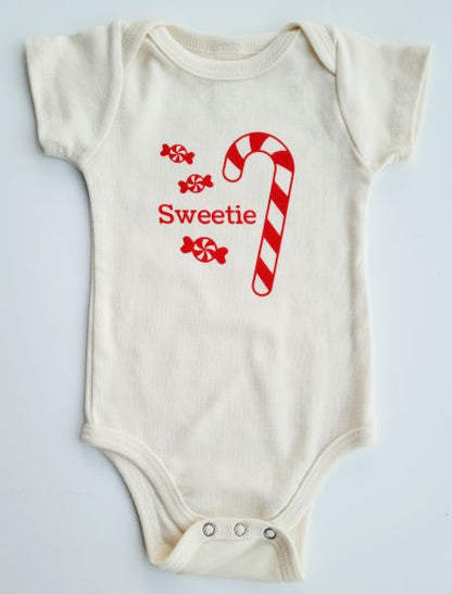 Organic cotton baby onesie - Candy cane - Sweetie - Simply Chickie