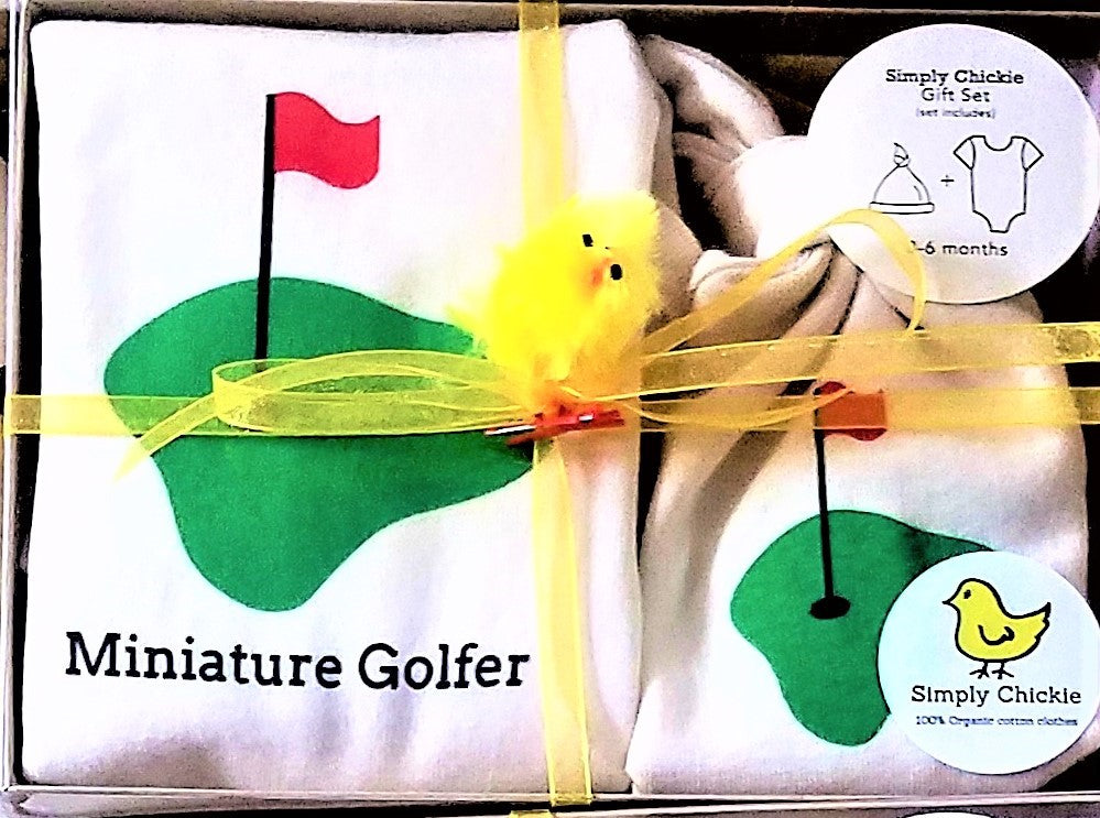 Mini Golfer Short Sleeve Romper & Bib Gift Set