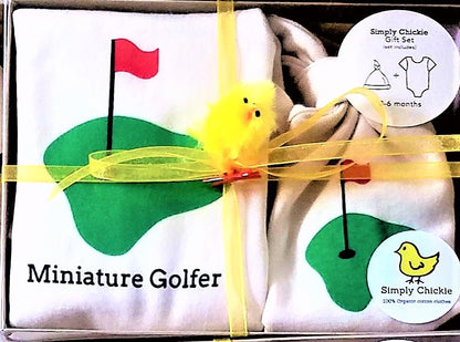Mini Golfer Short Sleeve Romper & Bib Gift Set