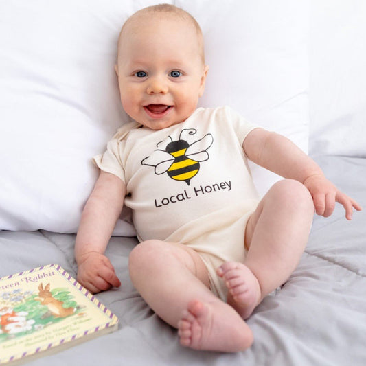 Organic cotton baby onesie - Local Honey Bumble bee - Simply Chickie