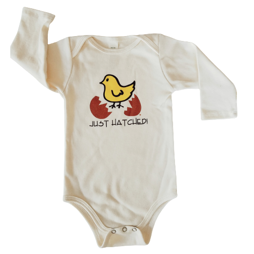 Organic cotton baby onesie - Hatched LONG SLEEVE - Simply Chickie