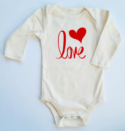 Organic cotton baby onesie - LOVE - LONG SLEEVE - Simply Chickie