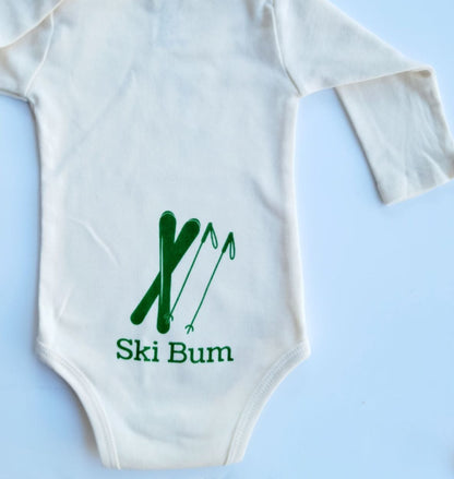 Organic cotton baby onesie - Ski bum LONG SLEEVE Romper - Simply Chickie