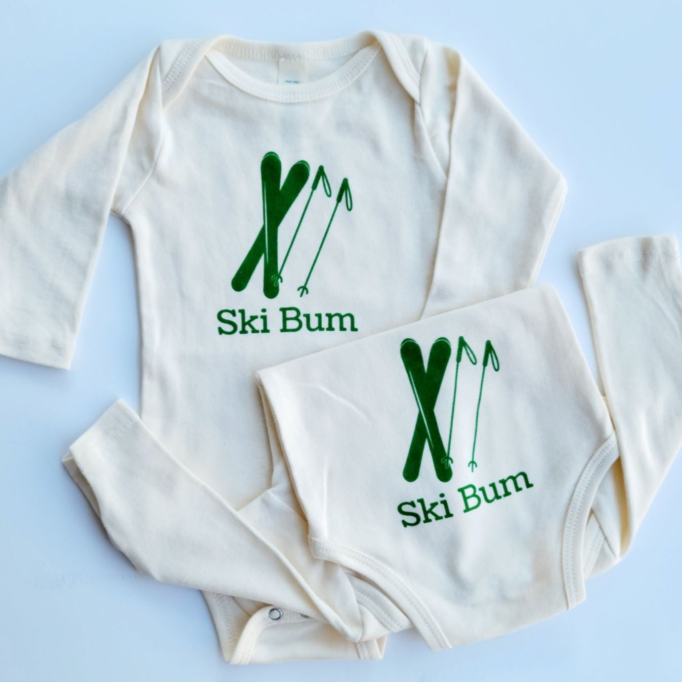 Organic cotton baby onesie - Ski bum LONG SLEEVE Romper - Simply Chickie