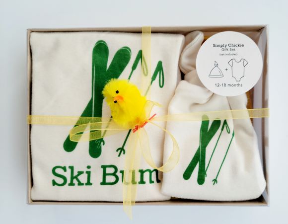 Organic Cotton Baby Gift Set - romper & hat - ski bum - Simply Chickie