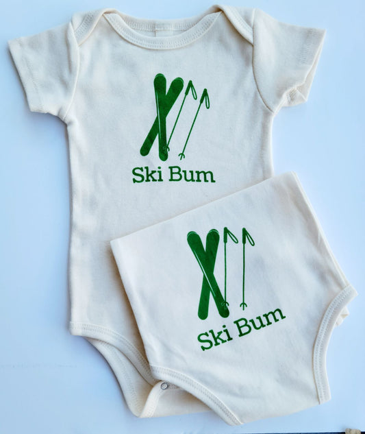 Organic cotton baby onesie - Ski bum - Simply Chickie