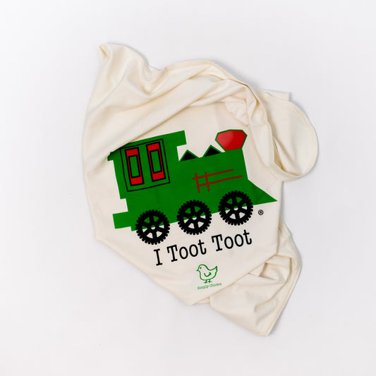 Organic cotton baby blanket - Train - Simply Chickie